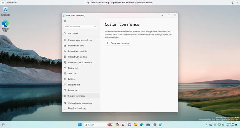Windows 11 Build 23580发布：如何自定义Voice Access语音命令