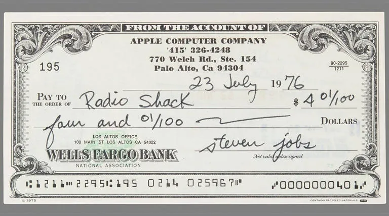 史蒂夫·乔布斯的签名支票：从4.01美元到46063美元的背后故事