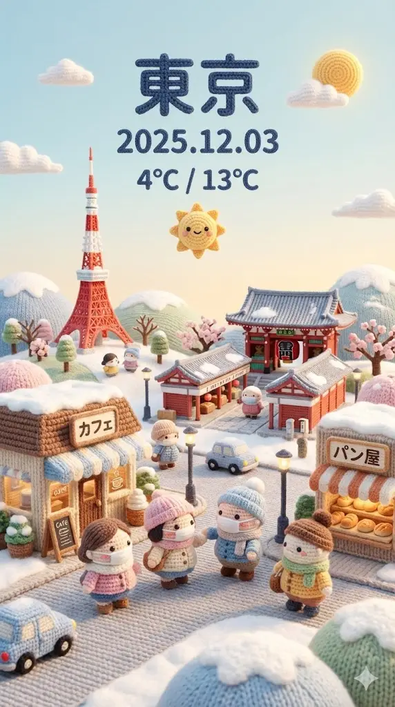 Nano Banana Pro 生成当地天气的提示词（针织微缩景观风格）-大神网 - 币圈投资与科技生活博客